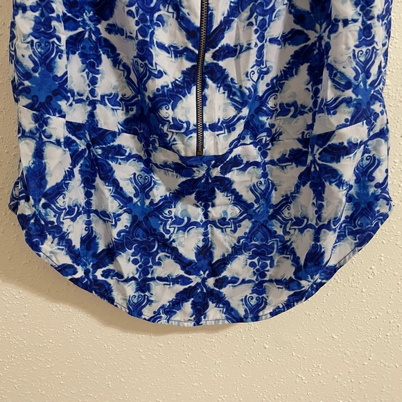 Michael Kors Blue Starburst Tile Print Tank Top - Picture 5 of 11